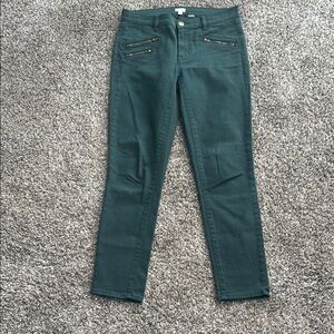 J Crew Green Skinny Jeans Zipper Pocket Size 27